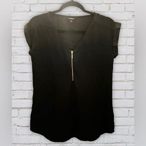 Black Express front zip blouse